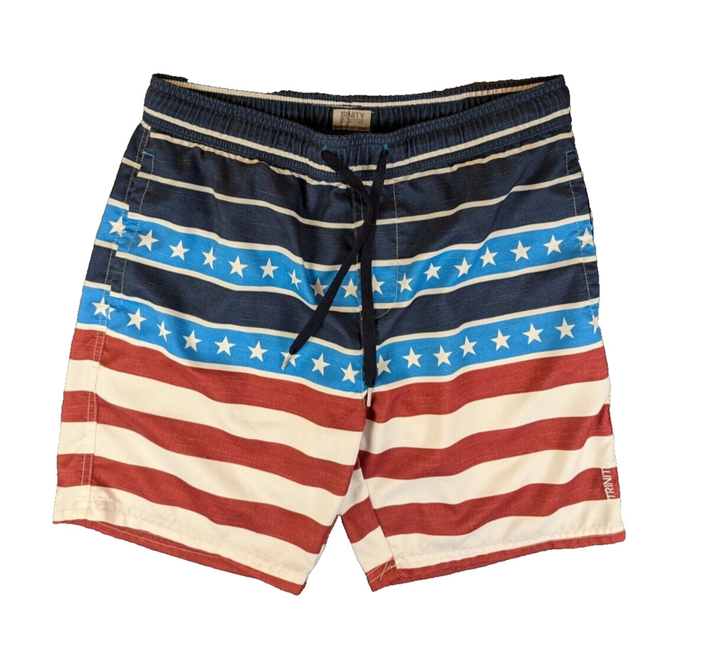 Trinity Collective Board Shorts Mens Medium USA Flag Pocket Drawstrings
